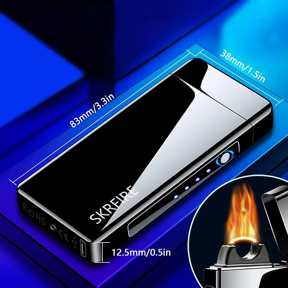 SKRFIRE Electric Lighters Rechargeable USB Lighter Plasma Arc Flame Windproof Cool Lighter with Luxury Gift Box for Fireworks, Candle, Incense (Black)