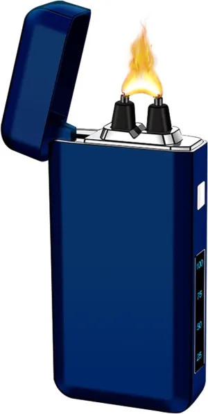 SKRFIRE Electric USB Type-C Rechargeable Plasma Arc Lighter, Windproof Torch Lighters High Power Flame Candle Lighter with LED Battery Indication for Camping, Hiking, Traveling (Blue)