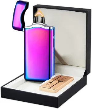 SKRFIRE Rechargeable Plasma Arc Lighter – Windproof Electric Lighter with Upgraded Dual Arc, Digital Battery Display & Touch Ignition for Outdoor, Candle & BBQ Use (Color Ice)