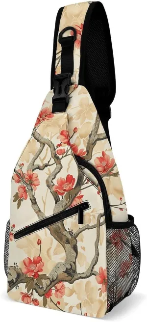 Sling Bags for Women Men With Flower Shape Sling Backpack Adjustable Belt Casual Chest Daypack Bum Bags Fanny Pack for Travel Sports Running Hiking Waist Packs, 38x20cm, style-1