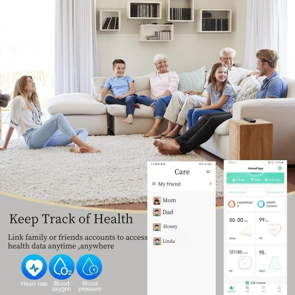 Smart Health Ring for Women Men Fitness Tracker with Heart Rate, Blood Oxygen, Blood Pressure, Sleep Monitoring, Step Counting, IP68 Waterproof for iPhone and Android, No Fee (Gold, 8)