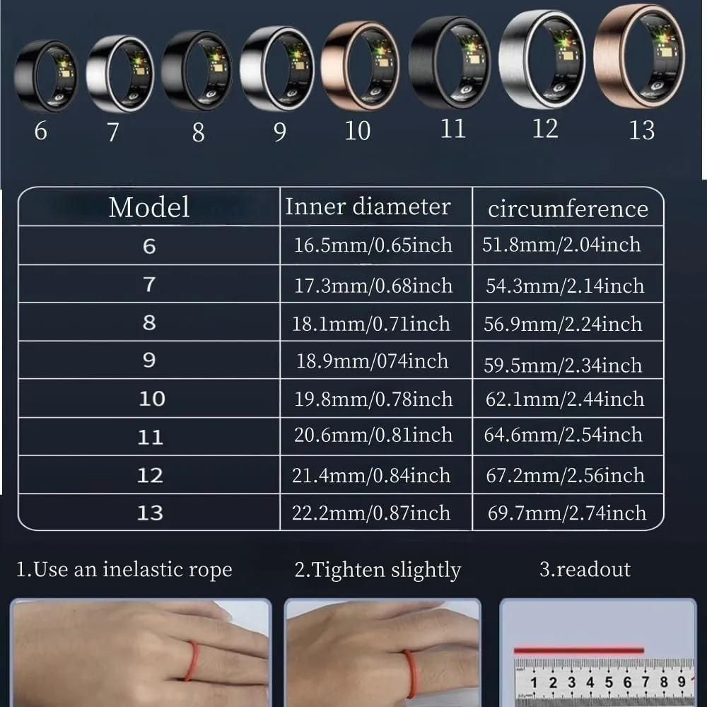 Smart Health Ring for Women Men Fitness Tracker with Heart Rate, Blood Oxygen, Blood Pressure, Sleep Monitoring, Step Counting, IP68 Waterproof for iPhone and Android, No Fee (Gold, 8)