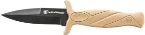 Smith & Wesson FDE 6.25in High Carbon S.S. Boot Knife with 2.75in Single Edge Blade and Rubberized Handle for Outdoor Survival, Camping and EDC