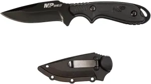 Smith & Wesson M&P Shield 7.5in S.S. Full Tang Fixed Blade Knife with 3in Clip Point Blade and Nylon Handle for Outdoor, Tactical, Survival and EDC,Black