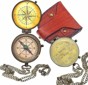 So You Can Always Find Your Way Back to Me Compass - Personalized Working Compass with Leather case, for him/her Bronze for Men- Luxury Gift