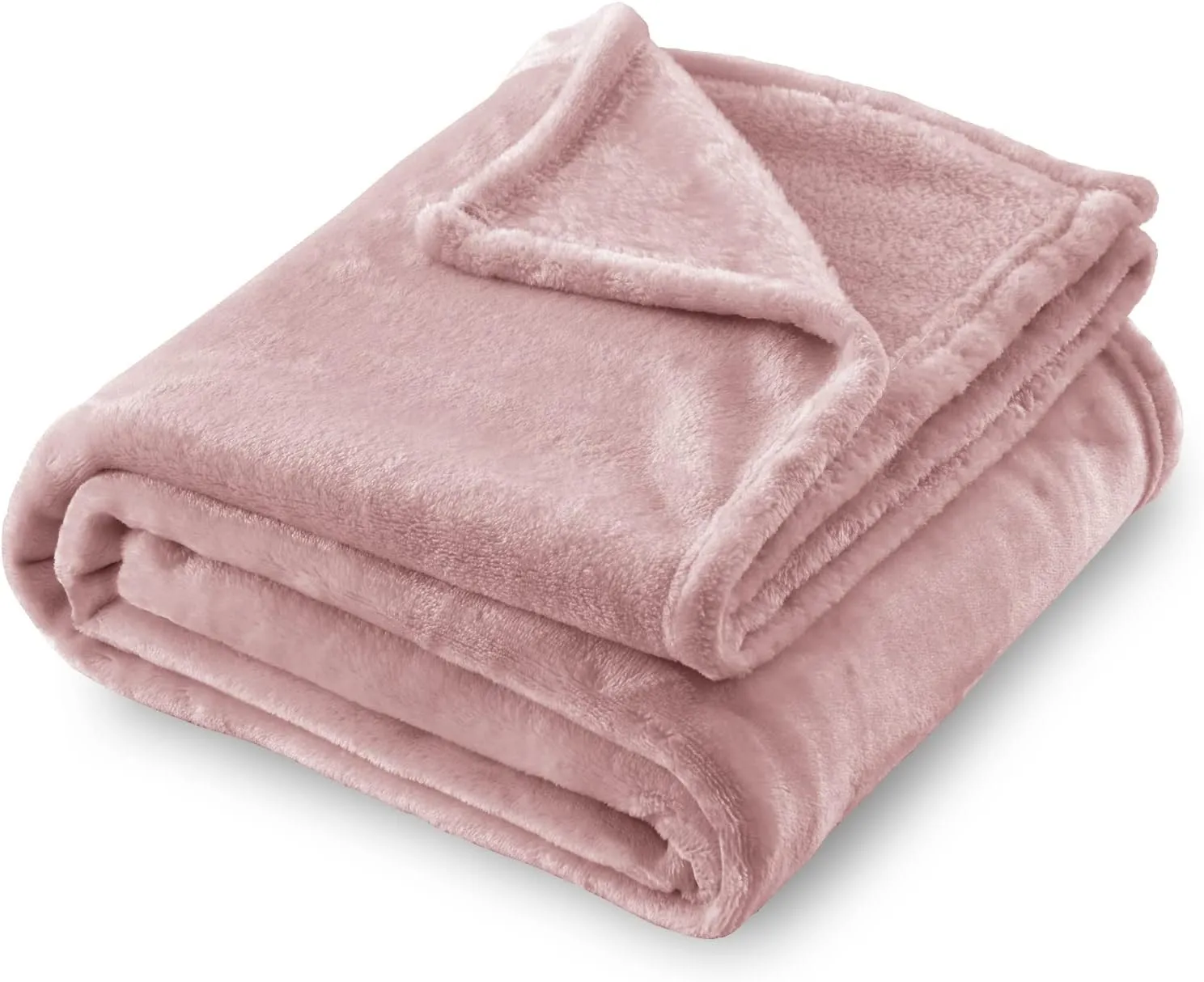 SOCHOW Flannel Fleece Blanket Queen Size, All Season Lightweight Super Soft Cozy Blanket for Bed or Couch, Dusty Pink, 90x90 inches