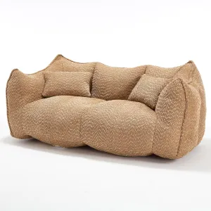 Soft Beanbag Chair for Cozy Relaxation, High Resilience Foam Core for Two, for Gaming and Reading, Coffee Color