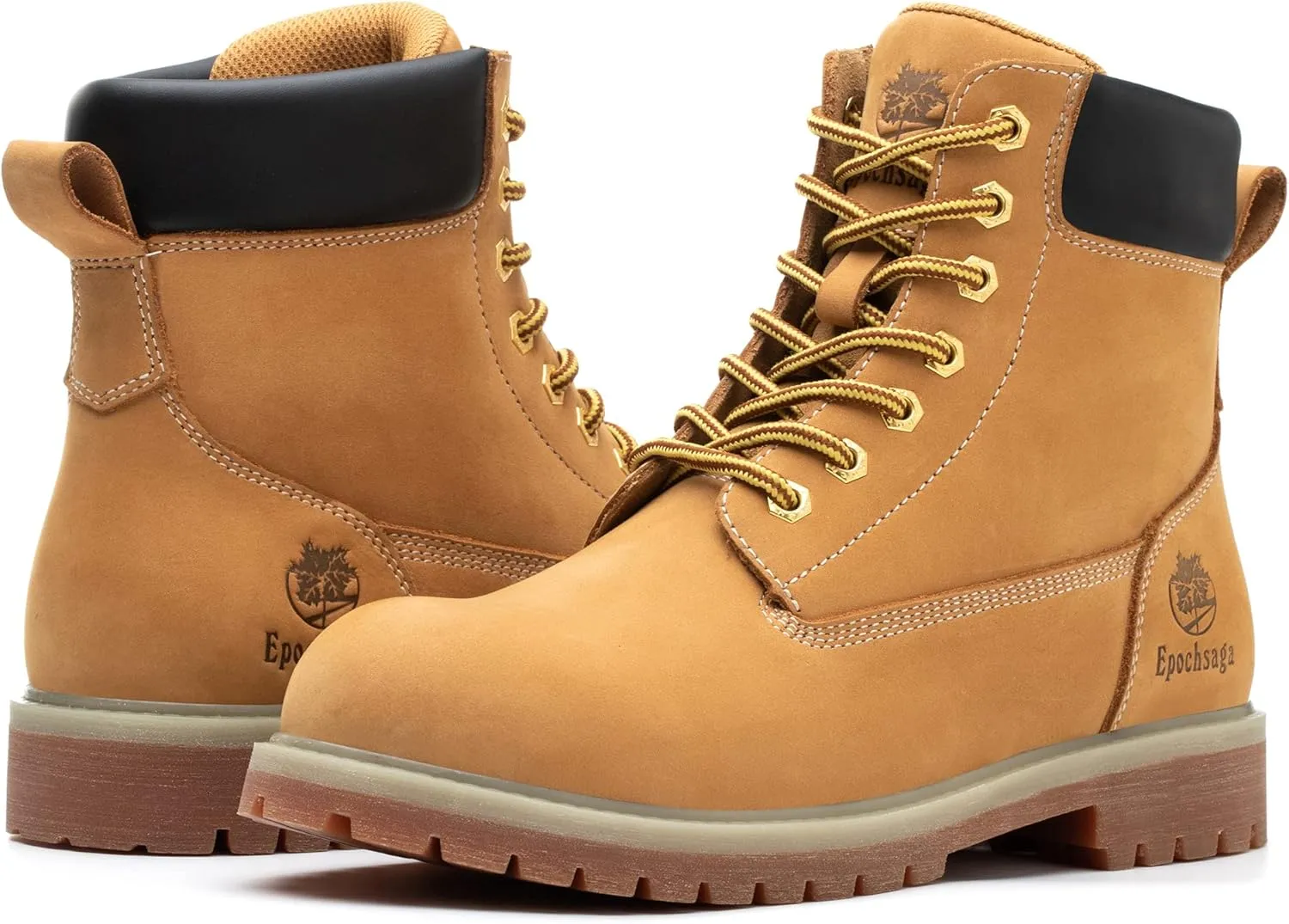 Soft Toe Classic Upgraded Work Boots for Men and Women,Waterproof Full Grain Leather Insulated Non Slip Comfortable 6 Inch Shoes Tan