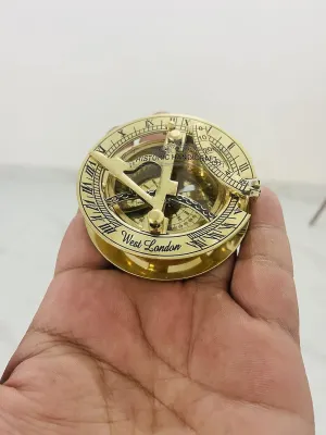 Solid Brass Sundial Compass, Brass