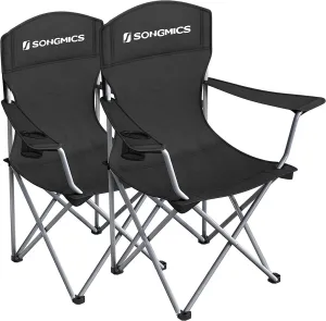 SONGMICS Set of 2 Folding Camping Chairs with Carry Bag - Black