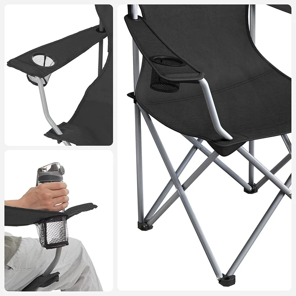 SONGMICS Set of 2 Folding Camping Chairs with Carry Bag - Black