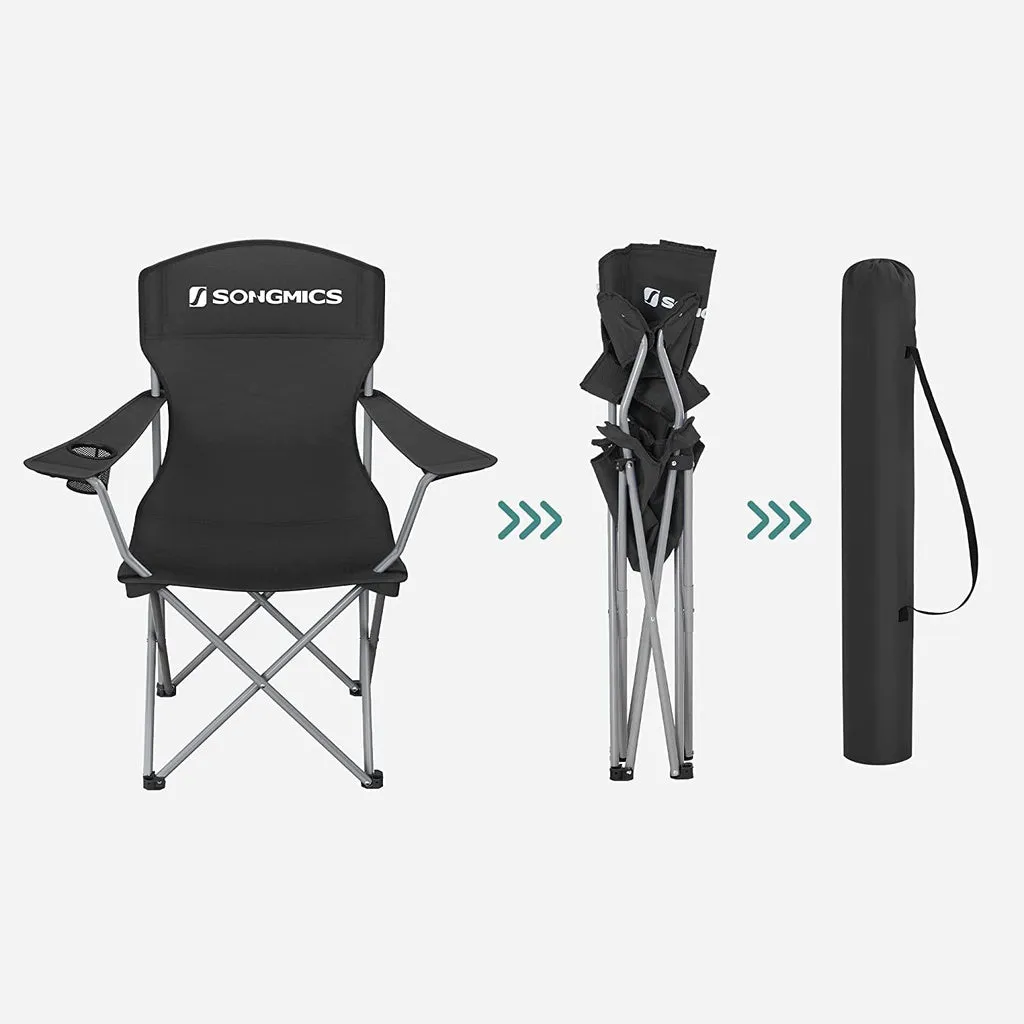 SONGMICS Set of 2 Folding Camping Chairs with Carry Bag - Black