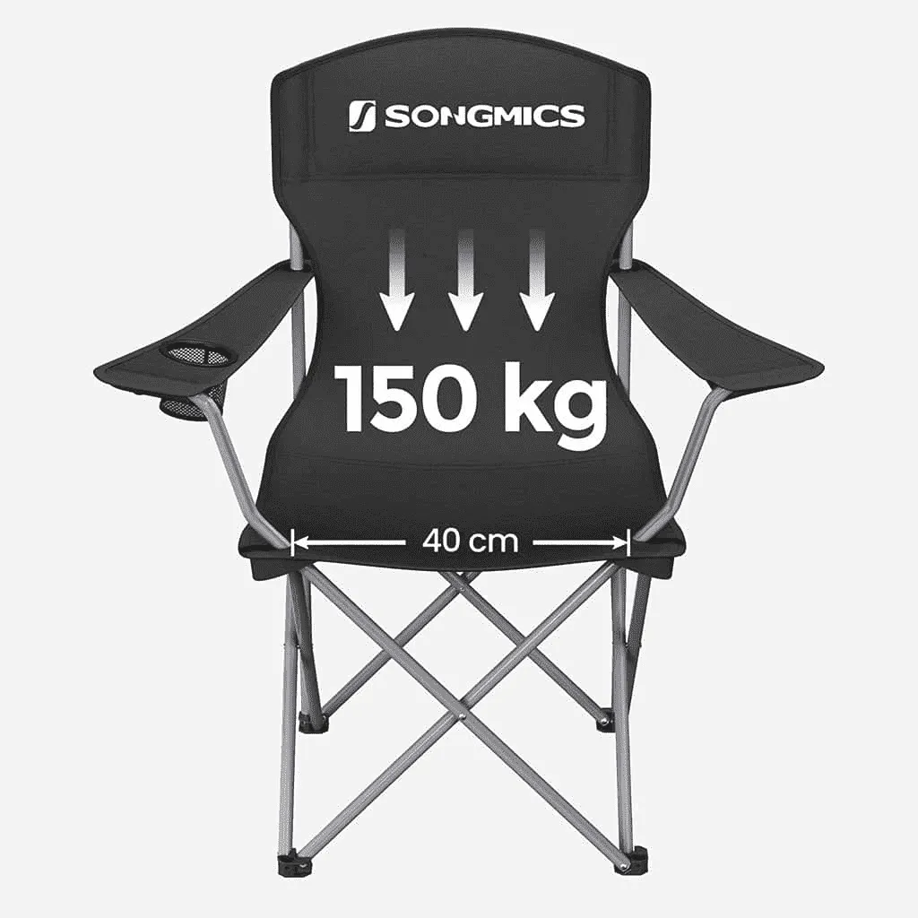 SONGMICS Set of 2 Folding Camping Chairs with Carry Bag - Black