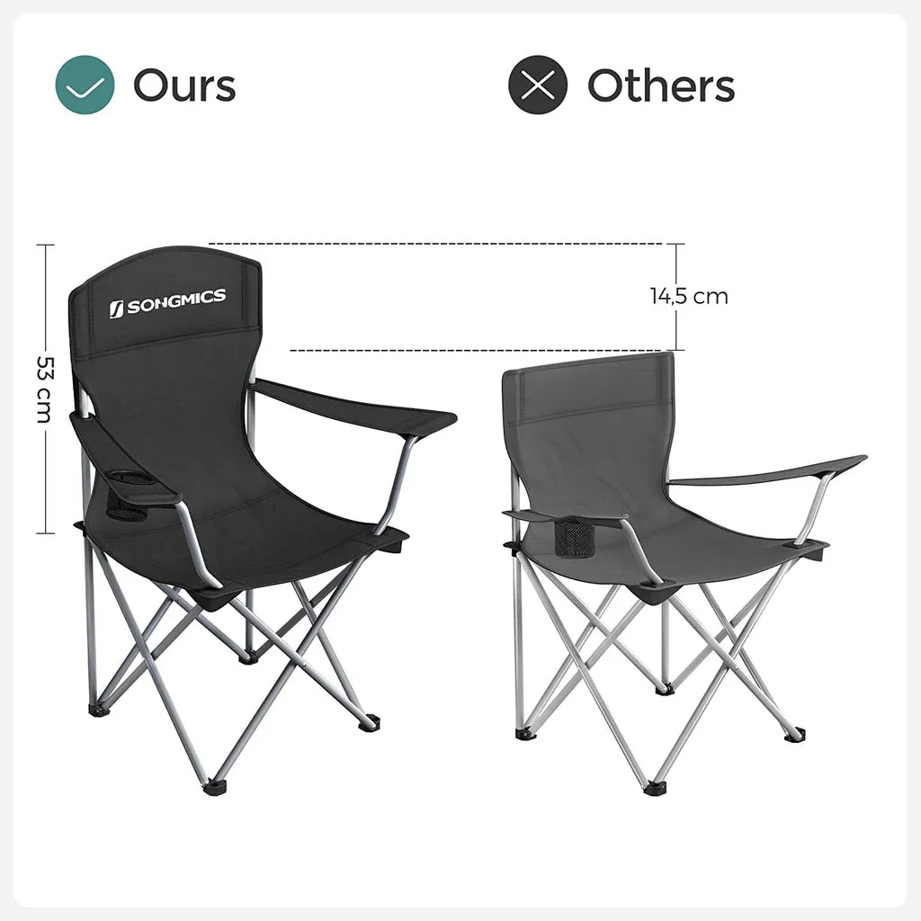 SONGMICS Set of 2 Folding Camping Chairs with Carry Bag - Black