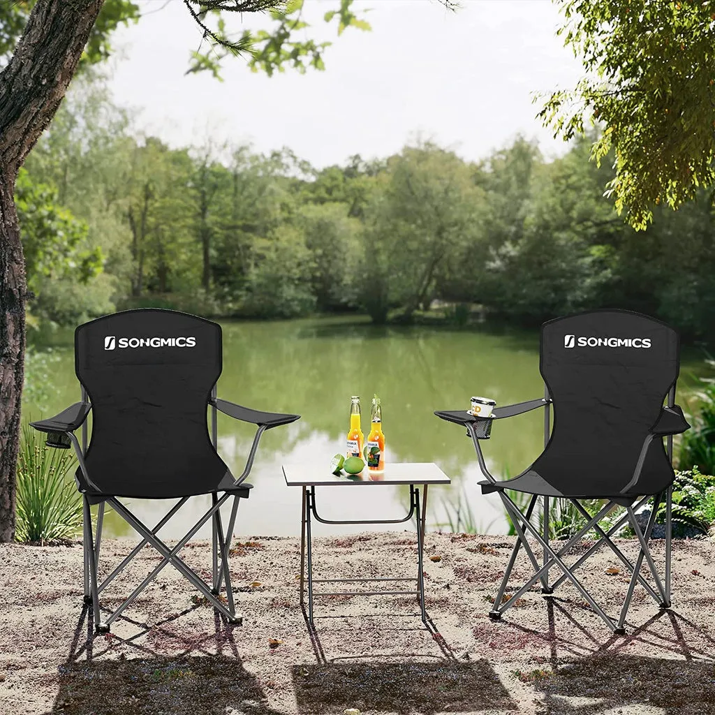 SONGMICS Set of 2 Folding Camping Chairs with Carry Bag - Black