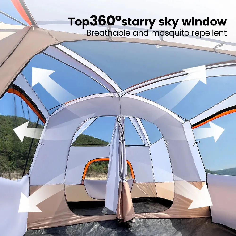 Sonuto Large Family Camping Tent Double Layer 2 Room 3-12 Person Capacity Rainproof Material