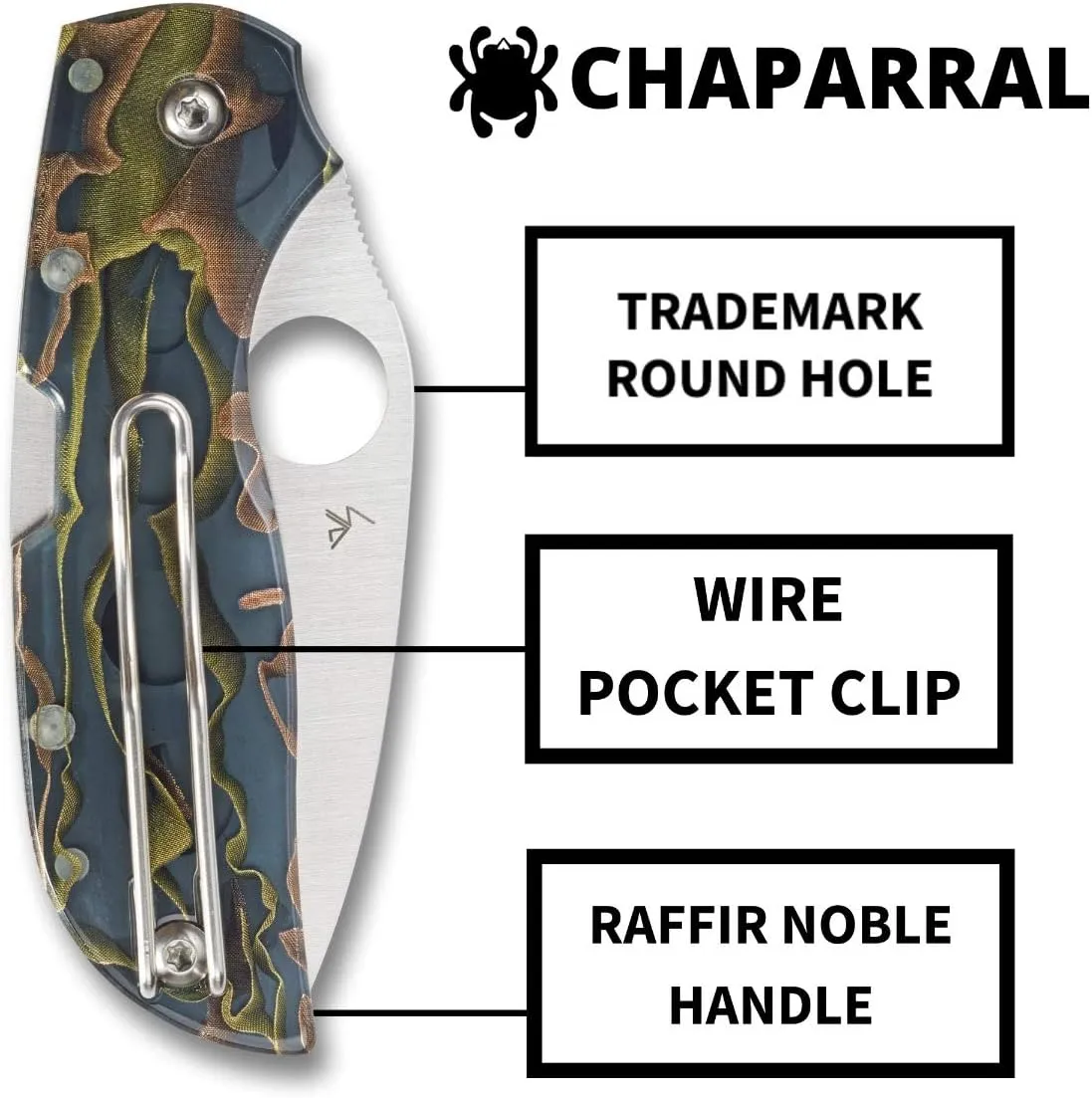 Spyderco Chaparral Raffir Noble 2.8" Plain Edge Folding Pocket Knife (C152RNP)