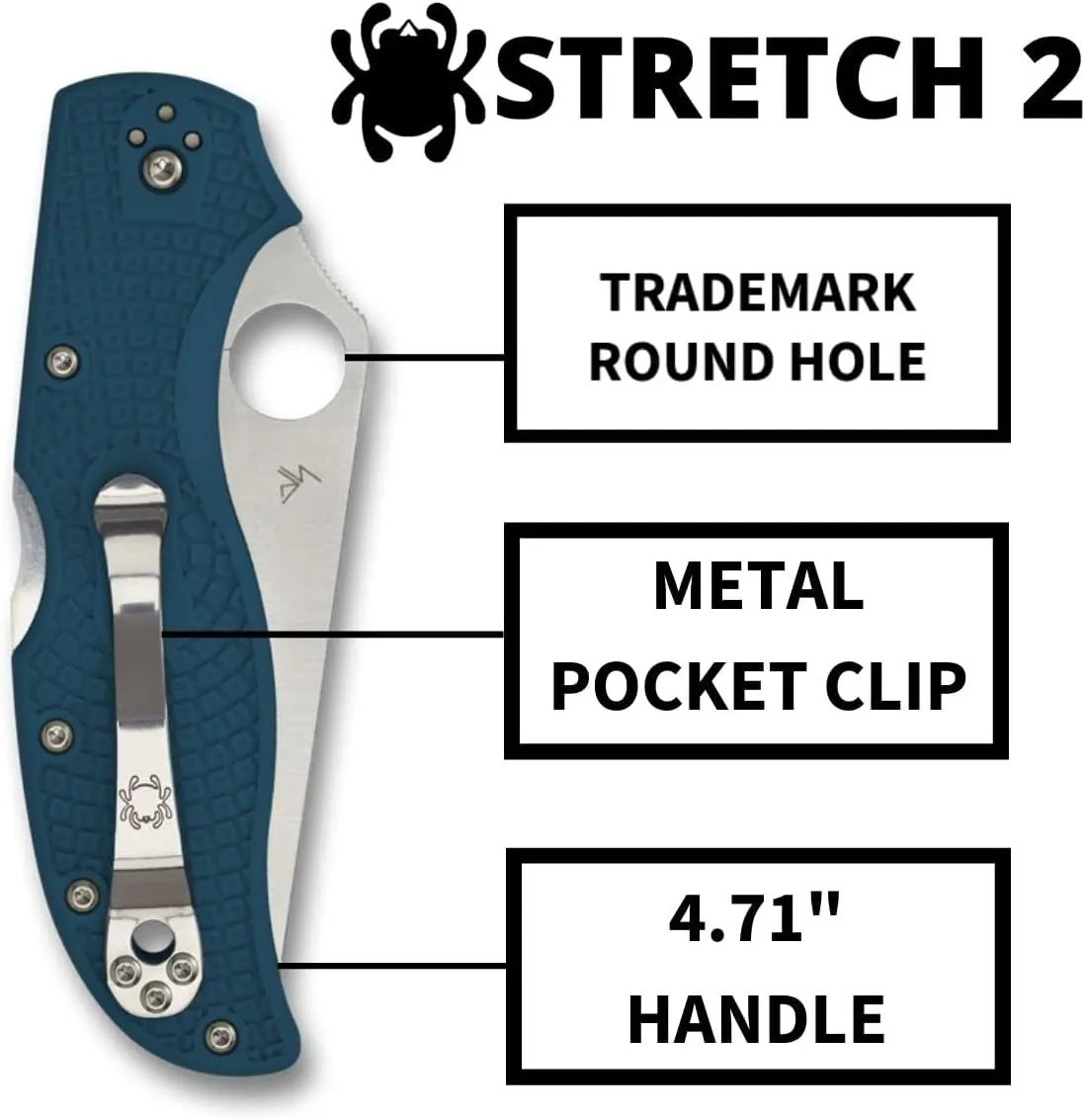 Spyderco Stretch 2 Blue FRN Straight Spine K390 3.48" Plain Edge Pocket Folding Knife (C90FP2K390)