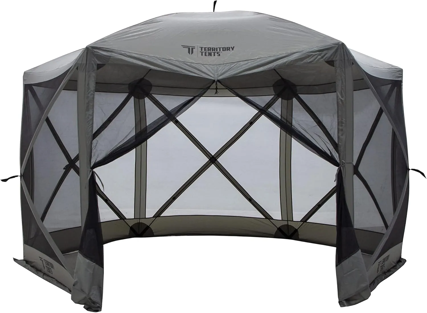 ST8101SL Easy Pop Up, Portable, Waterproof, UV-Resistant 8-Person Camping and Outdoors Screen Tent with Mesh Windows, Slate Grey, 124"x124"