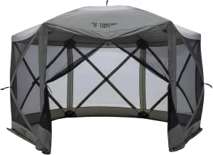 ST8101SL Easy Pop Up, Portable, Waterproof, UV-Resistant 8-Person Camping and Outdoors Screen Tent with Mesh Windows, Slate Grey, 124"x124"