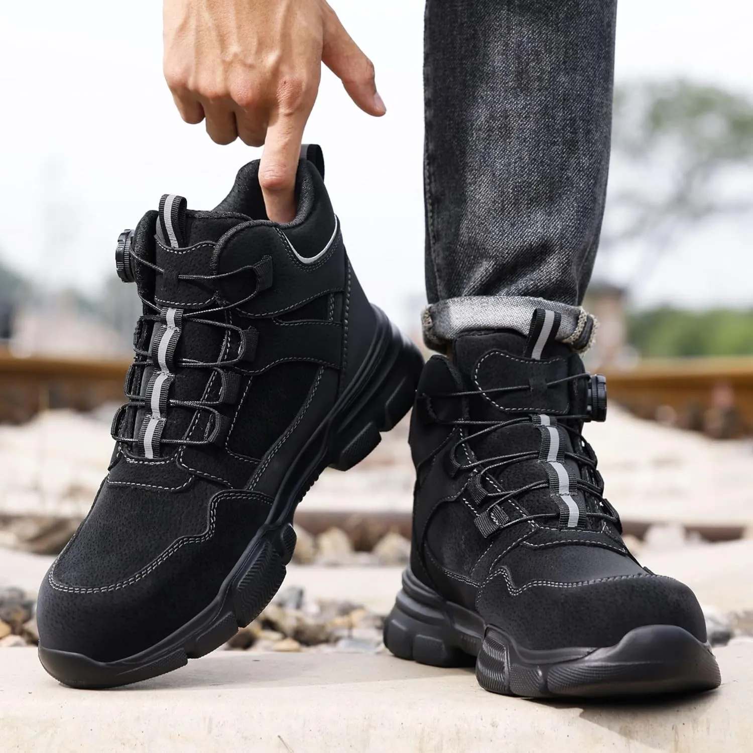 Steel Toe Shoes for Men's Waterproof Lightweight Work Boots for Men Work shoes Puncture-Proof Industrial-Grade Non-Slip Steel Toe Boots