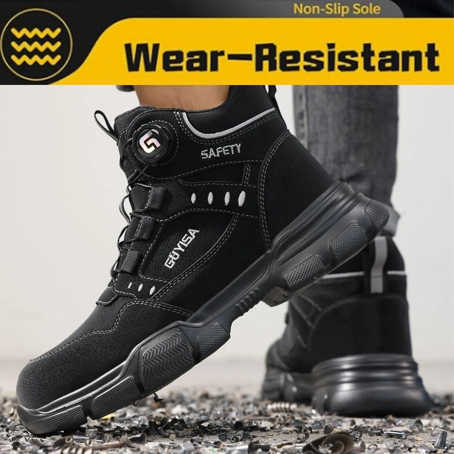 Steel Toe Shoes for Men's Waterproof Lightweight Work Boots for Men Work shoes Puncture-Proof Industrial-Grade Non-Slip Steel Toe Boots