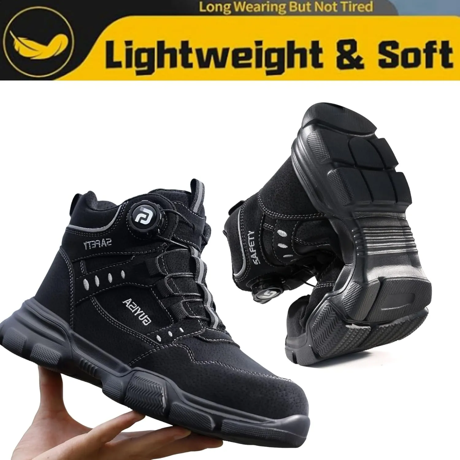 Steel Toe Shoes for Men's Waterproof Lightweight Work Boots for Men Work shoes Puncture-Proof Industrial-Grade Non-Slip Steel Toe Boots