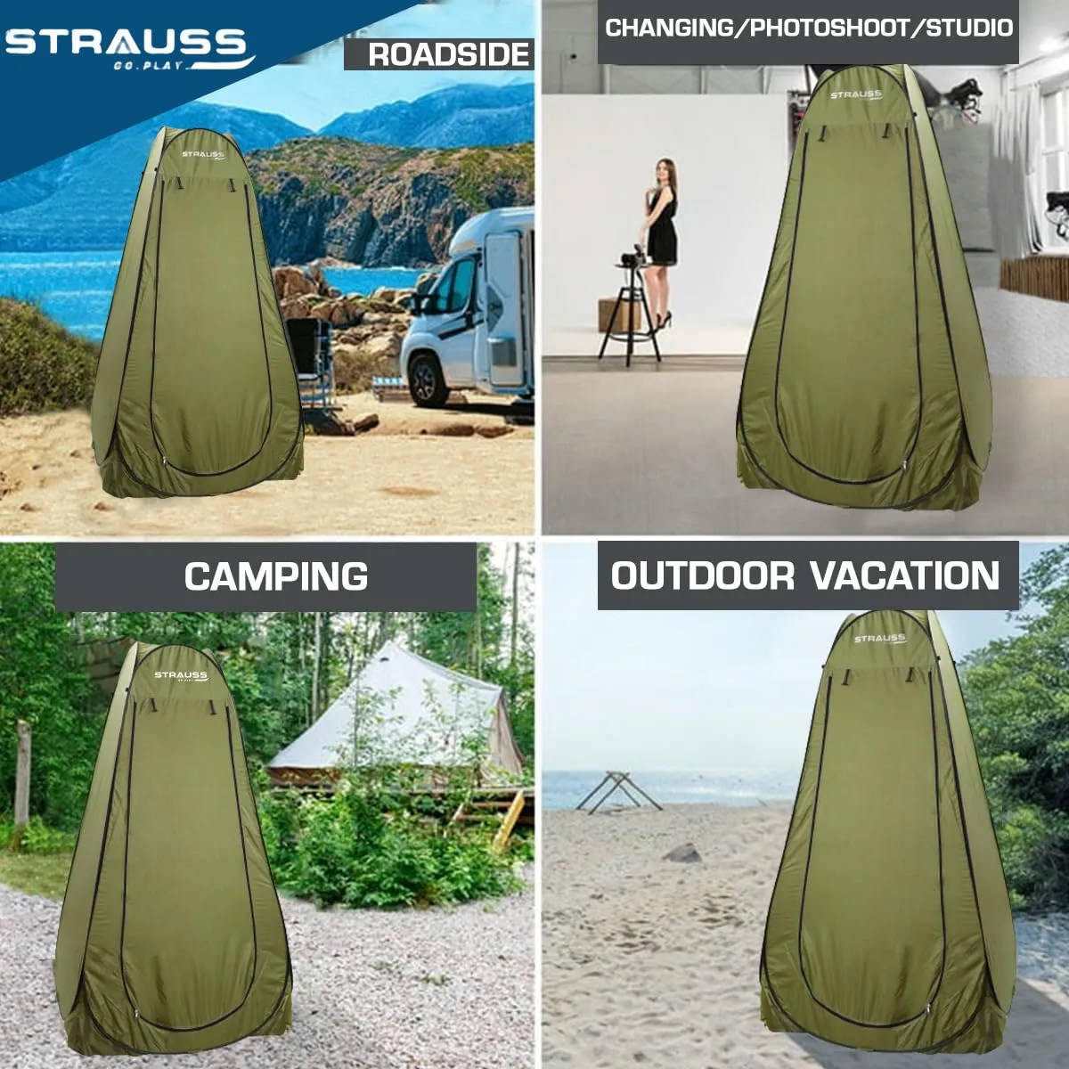 STRASS Portable Pop Up Cloth Changing Tent | Privacy Tent for Camping & Shower | 1 Person | Green
