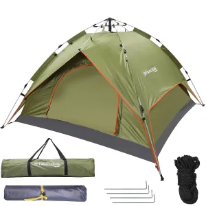 STRAUSS Automatic Portable Tent: Waterproof & Windproof | Fits 4 Persons | Green