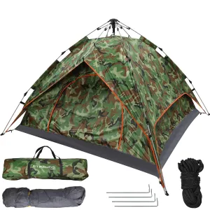 STRAUSS Portable Tent: Outdoor Shelter with Waterproof, Easy Setup | Ideal for 4 Persons | Military Color
