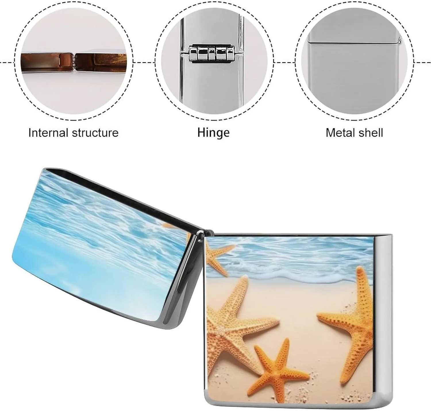 Summer Starfish Lighter Case Waterproof Lighter Sleeve Lighters Protective Cover with Graffiti Design
