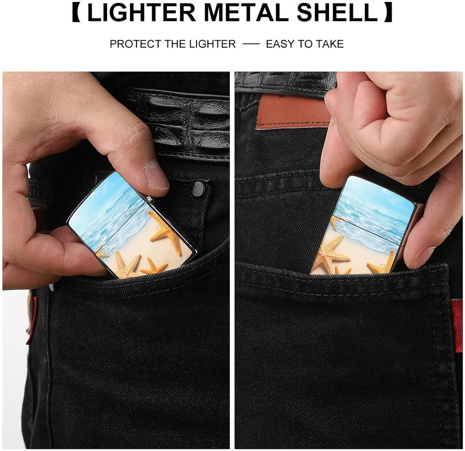 Summer Starfish Lighter Case Waterproof Lighter Sleeve Lighters Protective Cover with Graffiti Design