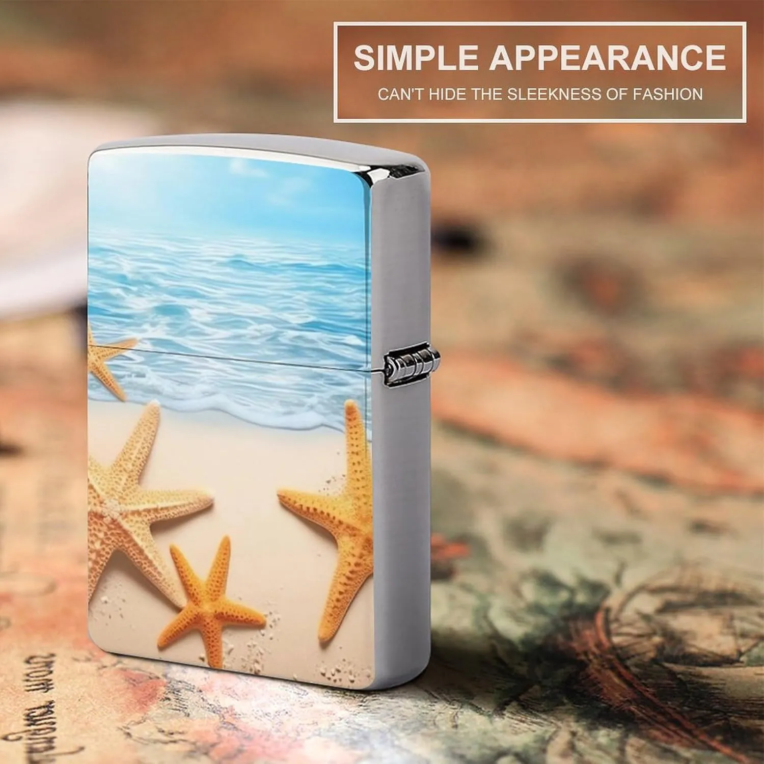 Summer Starfish Lighter Case Waterproof Lighter Sleeve Lighters Protective Cover with Graffiti Design