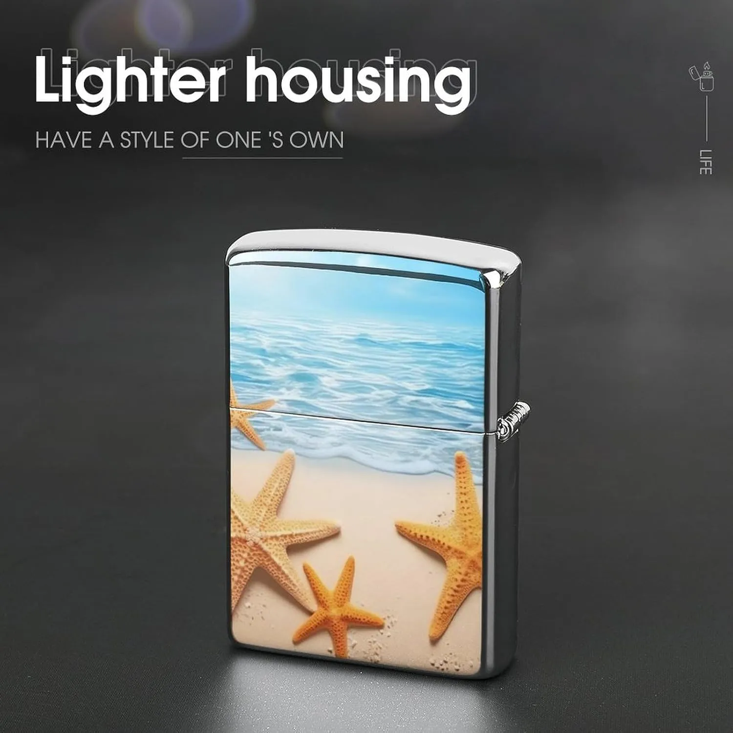 Summer Starfish Lighter Case Waterproof Lighter Sleeve Lighters Protective Cover with Graffiti Design