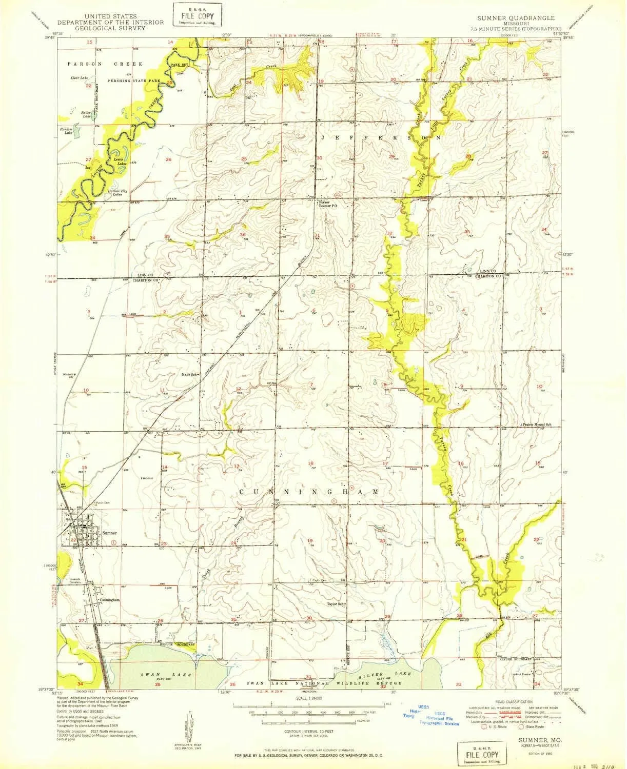 Sumner MO topo map, 1:24000 Scale, 7.5 X 7.5 Minute, Historical, 1950, 26.9 x 21.9 in
