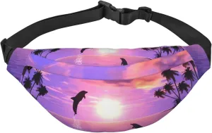 sunset dolphins Fanny Pack for Man Women Waist Bag Adjustable Belt Casual Chest Bag Bum Bags for Travel Sports Running Hiking Waist Packs