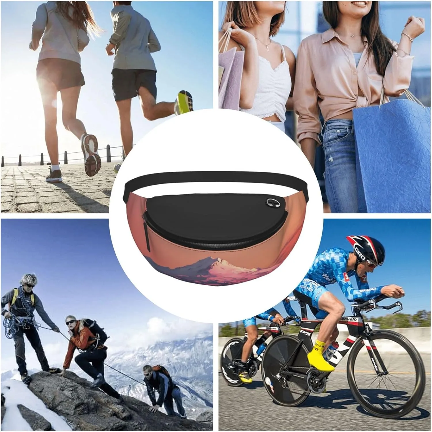 Sunset landscape Mountains Lake Fanny Pack for Man Women Waist Bag Adjustable Belt Casual Chest Bag Bum Bags for Travel Sports Running Hiking Waist Packs