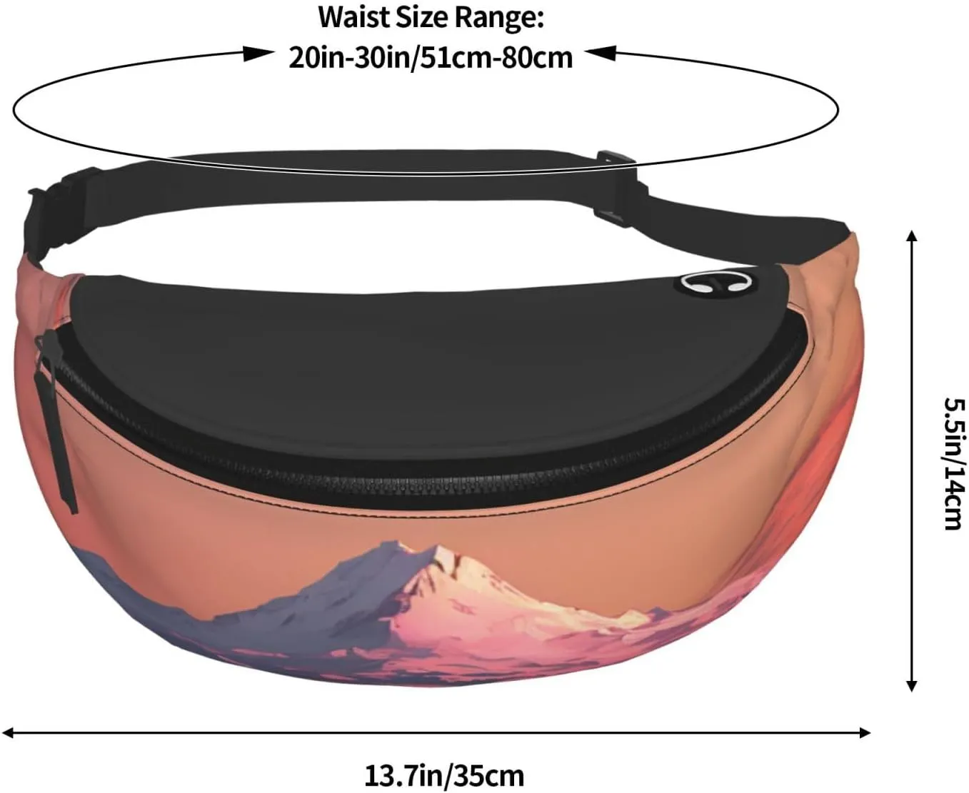 Sunset landscape Mountains Lake Fanny Pack for Man Women Waist Bag Adjustable Belt Casual Chest Bag Bum Bags for Travel Sports Running Hiking Waist Packs