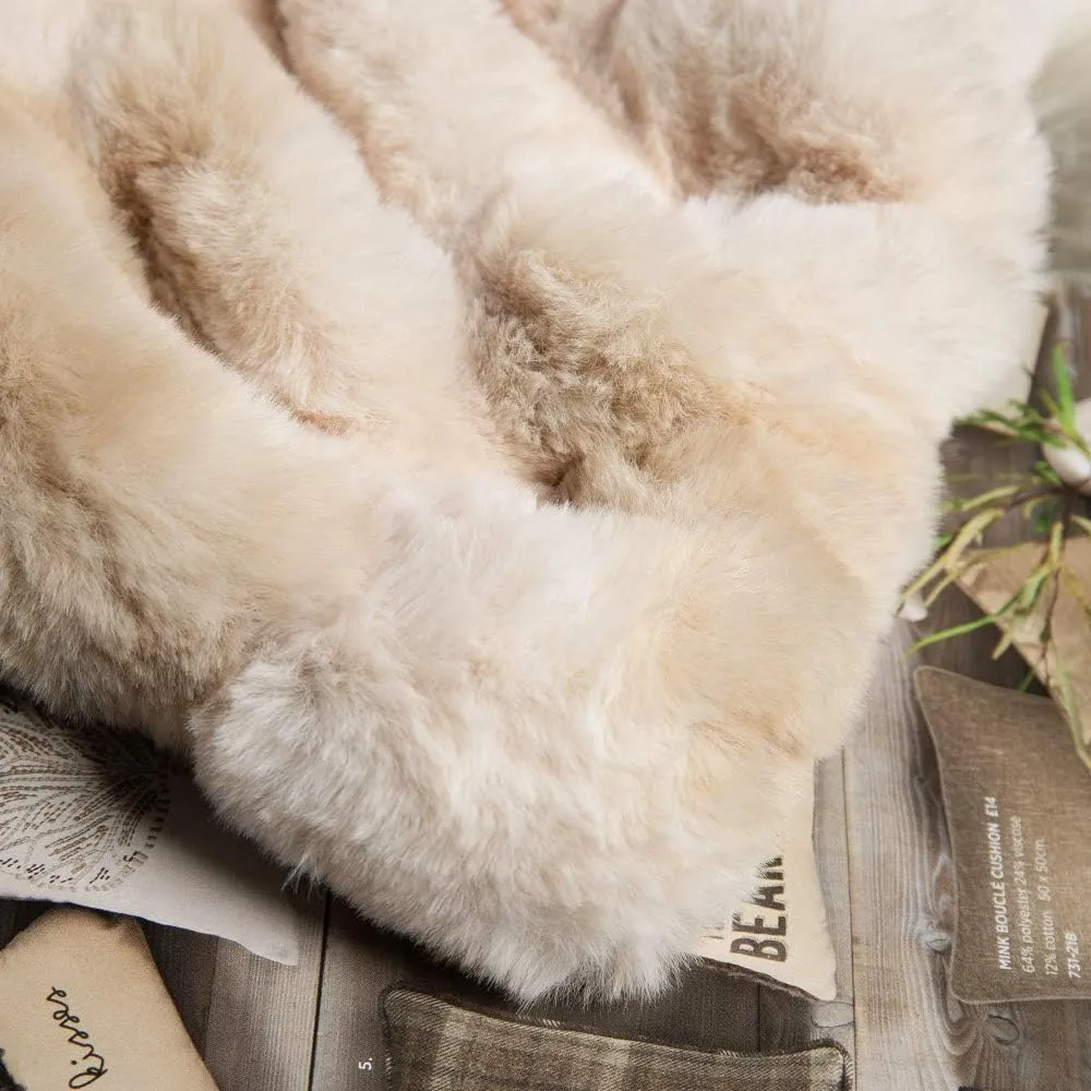 Super Soft Faux Fur Throw Blanket- Brown Fur Throw Blanket Royal Luxury Cozy Plush Blanket use for Couch Sofa Bed Chair, Reversible Fuzzy Faux Fur Velvet Blanket 50 Inch x 60 Inch (Beige)