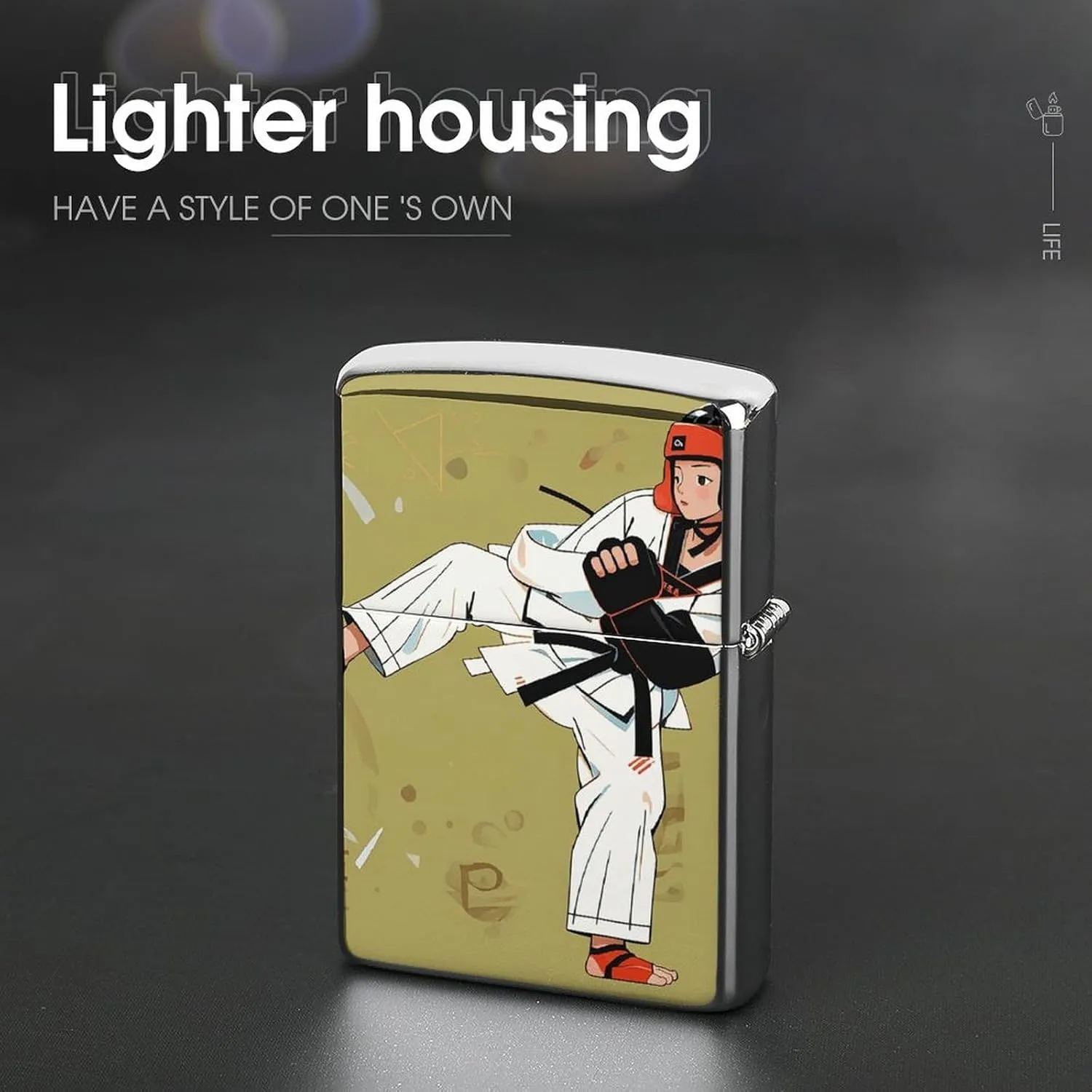 Taekwondo DesignLighter Case Waterproof Lighter Sleeve Lighters Protective Cover with Graffiti Design
