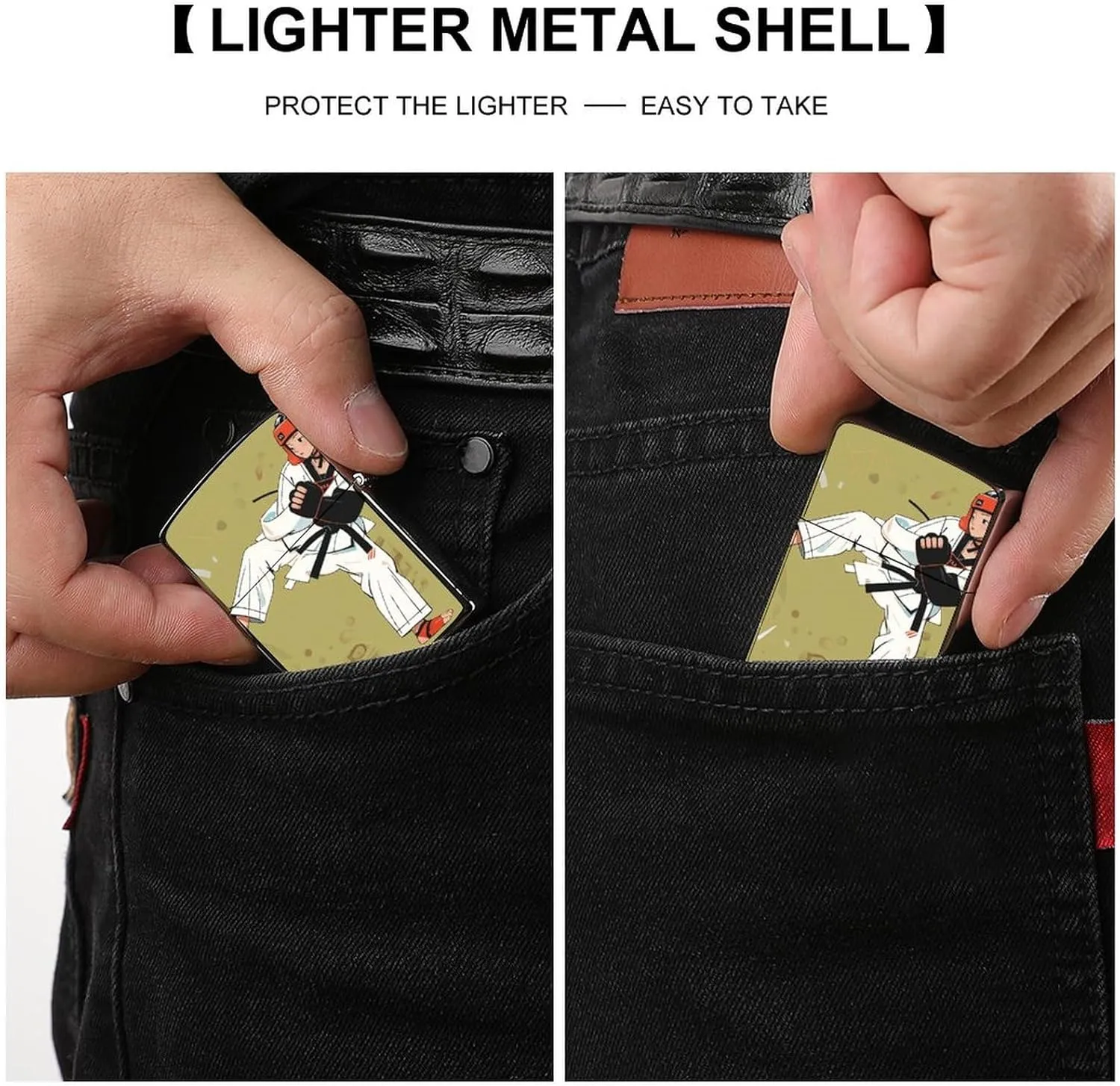Taekwondo DesignLighter Case Waterproof Lighter Sleeve Lighters Protective Cover with Graffiti Design