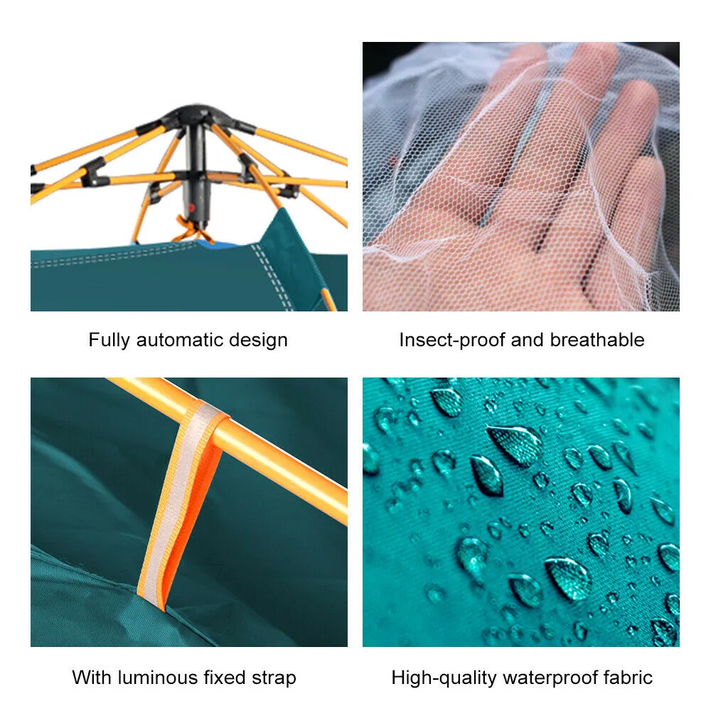 Tent Camping Pop Up Tent - 3-4 People Waterproof Outdoor Canopy