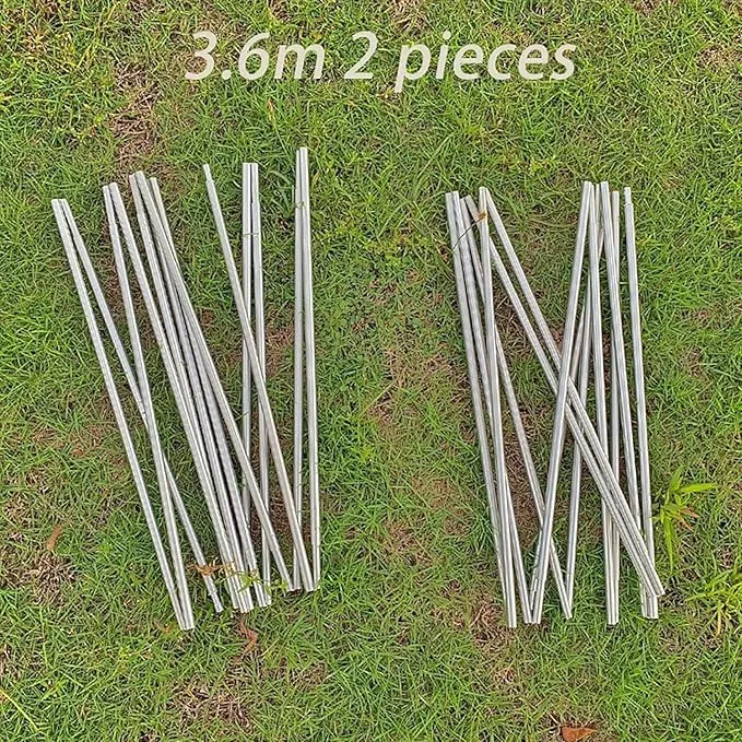 Tent Pole Replacement 11.8 ft 13 ft 14.5 ft Aluminum Tent Rod 0.3 inch Outdoor Camping Collapsible Tent Frame Repair Accessory (2 Pole, 11.8 ft)