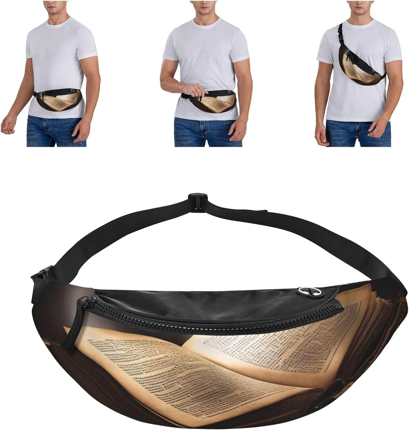 The Book Fanny Pack for Man Women Waist Bag Adjustable Belt Casual Chest Bag Bum Bags for Travel Sports Running Hiking Waist Packs