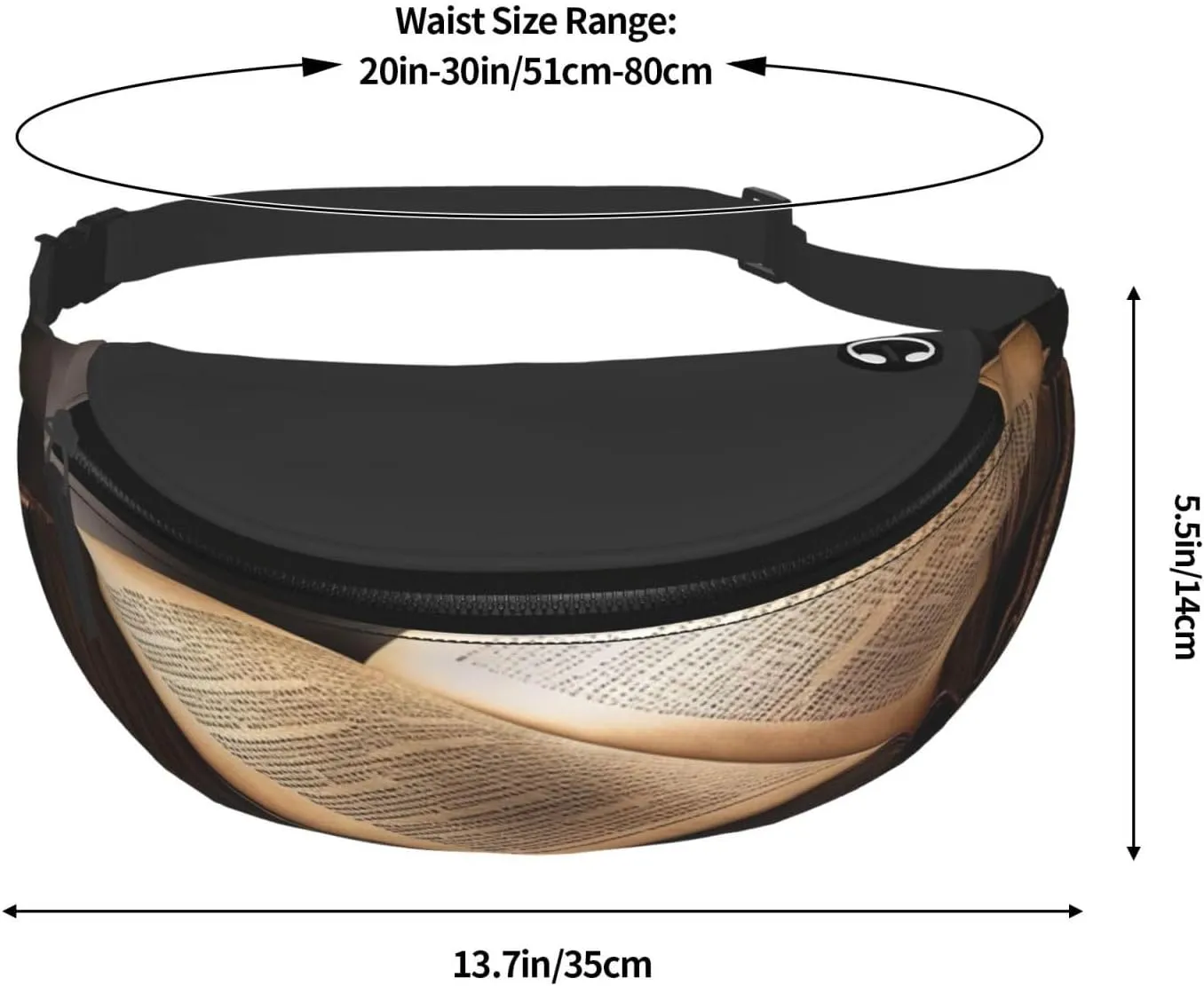 The Book Fanny Pack for Man Women Waist Bag Adjustable Belt Casual Chest Bag Bum Bags for Travel Sports Running Hiking Waist Packs