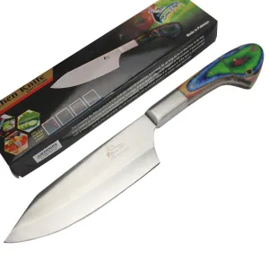TheBoneEdge 11" Chef Kitchen Knife Multi Color Packawood Handle Stainless Steel Full Tang 13312