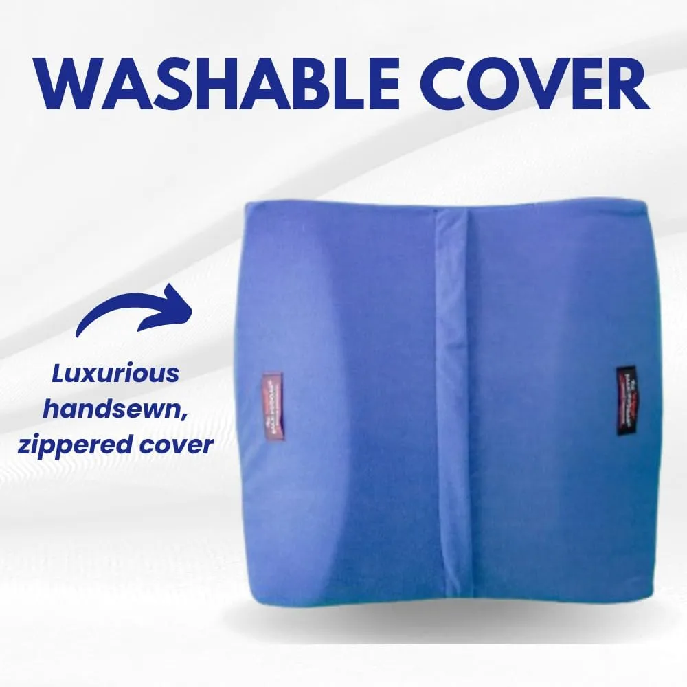 Thin Ergonomic Bucket Seat Lower Lumbar Back Support Pillow Cushion for Office Chair, Car, Truck, Wheelchair, Gaming Chair and Recliner for Pain Relief Made in USA.Blue