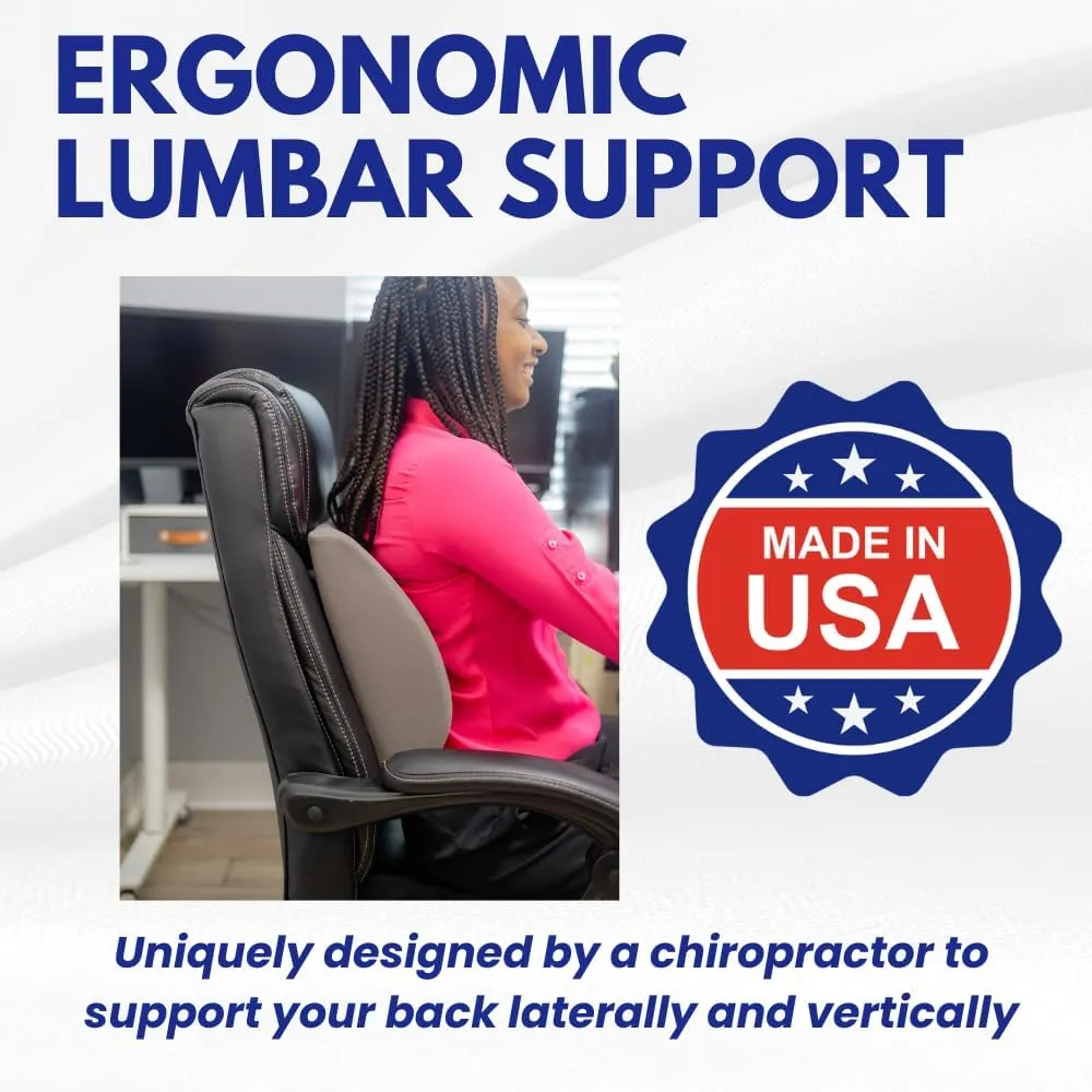 Thin Ergonomic Bucket Seat Lower Lumbar Back Support Pillow Cushion for Office Chair, Car, Truck, Wheelchair, Gaming Chair and Recliner for Pain Relief Made in USA.Blue