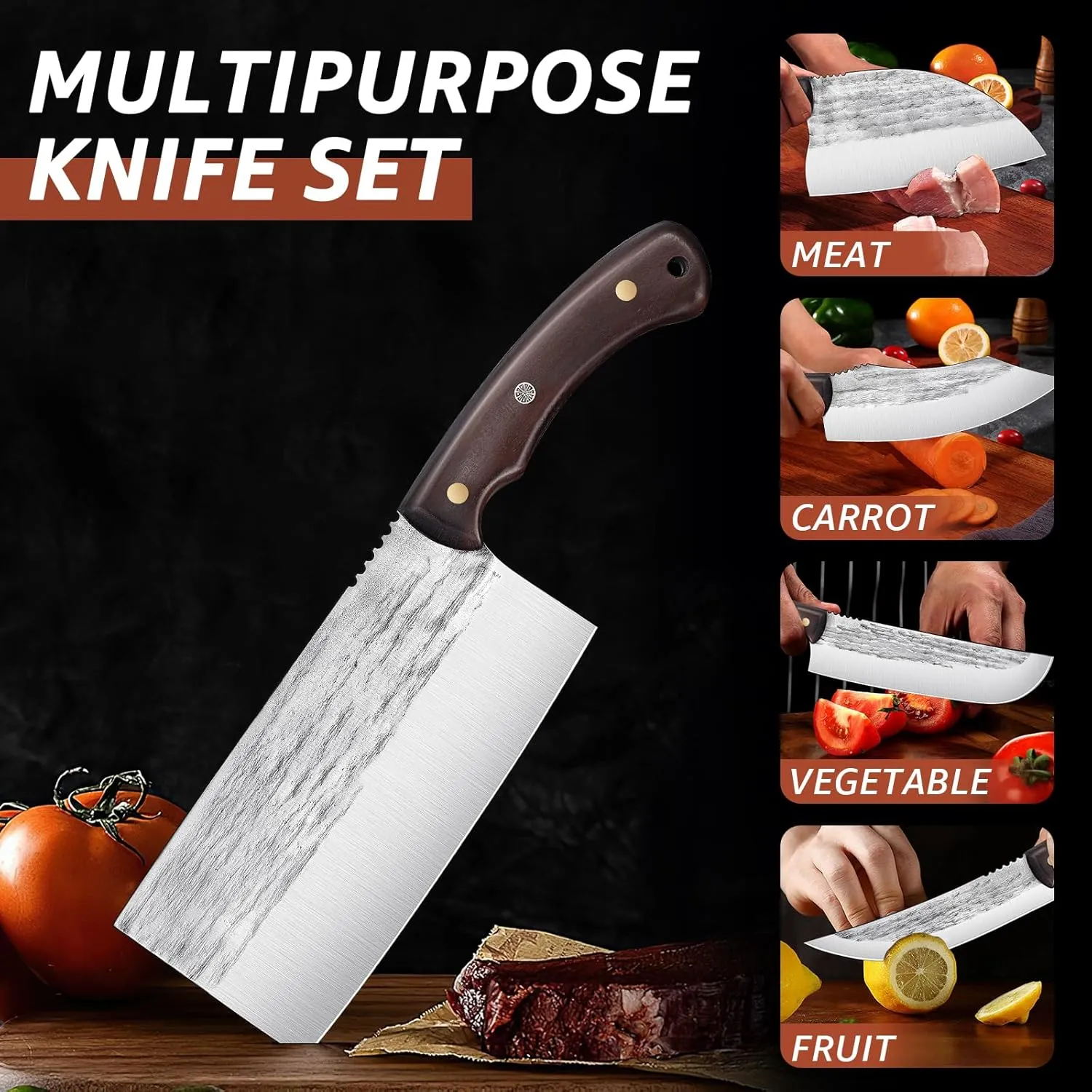 TIJERAS 14PCS Butcher Knife Set for Meat Cutting, Premium Japanese Chef Knife Set with Knife Bag, High Carbon Steel BBQ Knife Set Cooking Kitchen Knives Set for Father's Day Christmas Gift