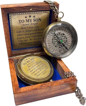 to My Son Compass, Mother to Son, Dad to Son Compass, Grandson, Son Birthday, Vacation Compass to My Son, Son Graduation Gift, Inspirational Gift, Baptism Gift, with Wooden Box